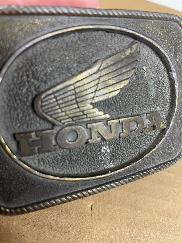 Vintage HONDA Motorcycle Wing Logo Brass Belt Buckle ~ 1980&rsquo;s