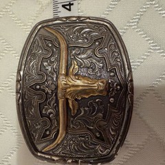 Nocona Longhorn Belt Buckle Silver And Gold Tones
