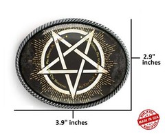 Hermetic Pentagram Belt Buckle – Ancient Esoteric Inscription Buckle – 921-SO