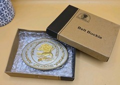 NORTH AMERICAN HUNTING CLUB LIFE MEMBER SILVER & GOLG STYLE BELT BUCKLE *NOS*