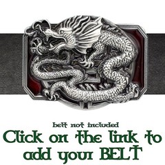 Chinese Dragon Belt Buckle Biker Gothic Metal Pewter Finish Calendar Martial