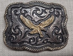 MONTANA SILVERSMITHS belt buckle EAGLE gold silver WESTERN cowboy sterling?