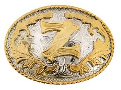 INITIAL Z LETTER z MEN WOMEN RODEO REALLY COWBOY STYLE GOLD METAL BELT BUCKLE