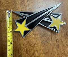 SHOOTING STARS PEWTER & ENAMEL BELT BUCKLE MOBTOWN US MADE