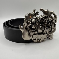 Spooky Woods Grim Reaper Flame Belt Black Silver Gothic Streetwear Sold Out