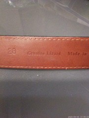 Rare Chet Vogt 14k Gold .925 Sterling Belt Buckle Set Size 28 black lizzard