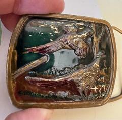 1978 Indiana Metal Craft Ring-Necked Pheasant Belt Buckle Hunting Wildlife Green