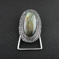 Natural Labradorite Gemstone Handmade 925 Sterling Silver Vintage Belt Buckle