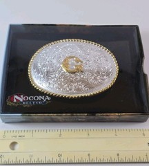 NOCONA Western Floral Scroll & « G » Initial Oval Belt Buckle☆NIB☆☆☆☆☆