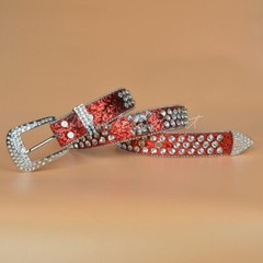 Skull Western Crystal Studded Belt Cowgirl Cowboy Rhinestone Belt For Women Men
