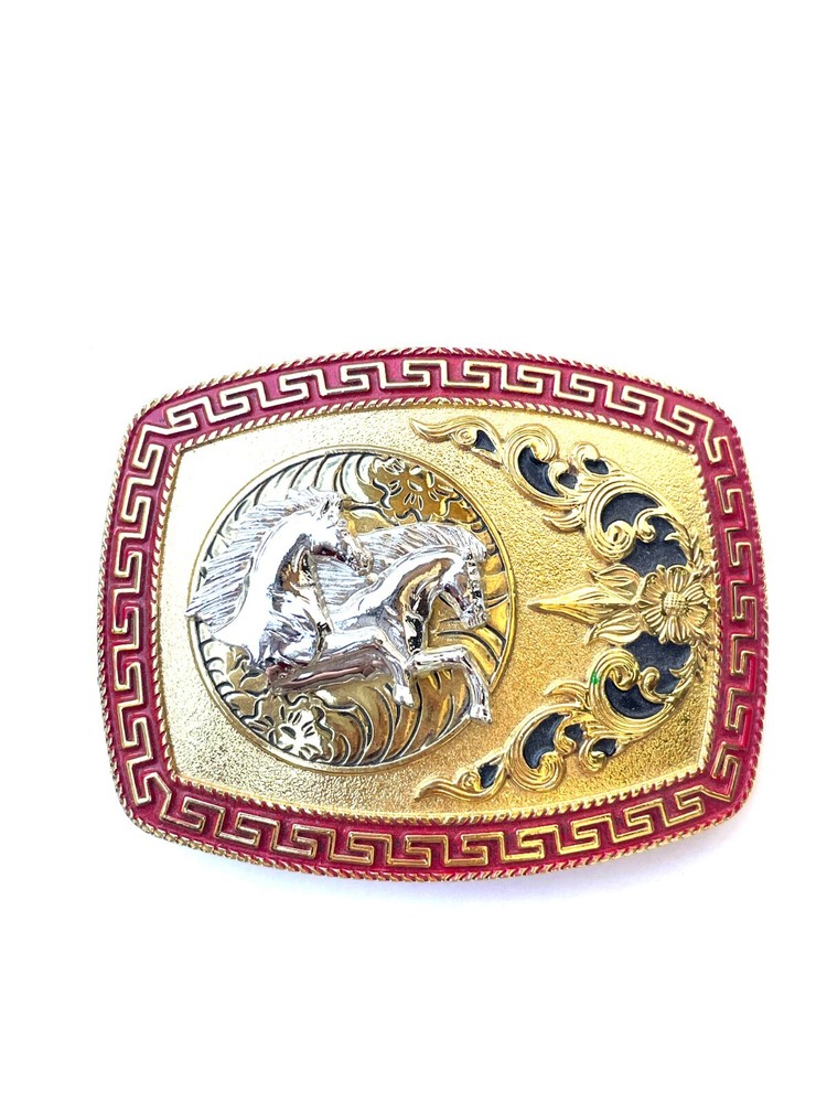 Western Buckle Gold Silver Red Horse Head Buckle Cowboy 2 » Hebillas Vaqueras