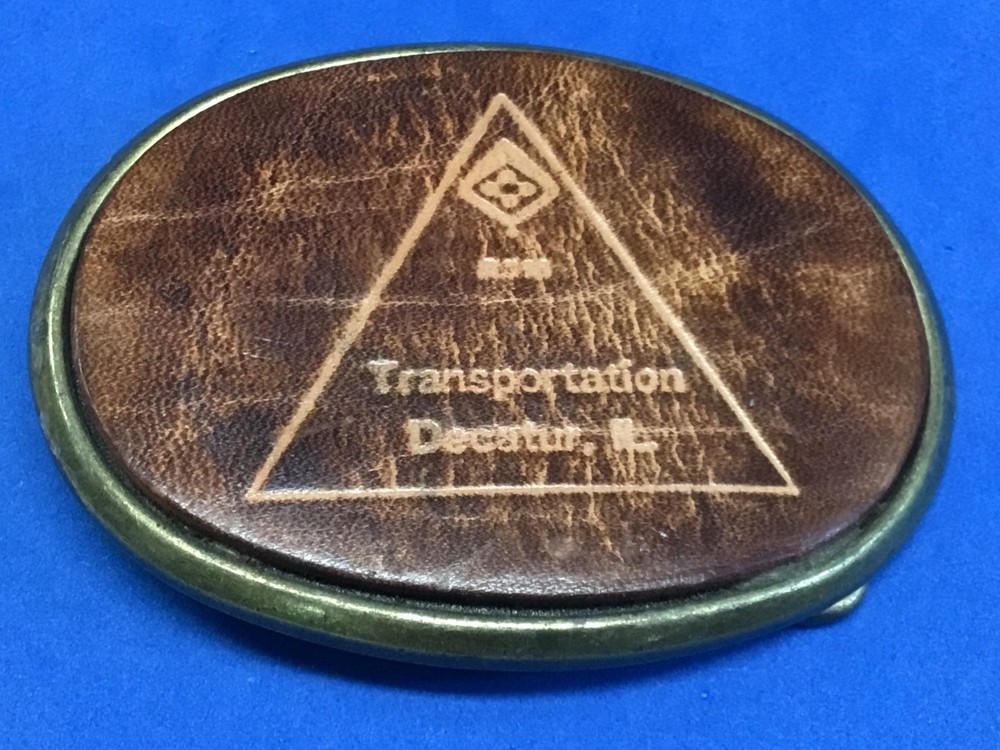 Decatur Illinois IL Leather Transportation Award Belt Buckle by El Cid