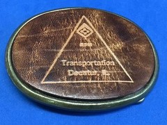 Decatur Illinois IL Leather Transportation Award Belt Buckle by El Cid