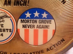 1984 NATIONAL RIFLE ASSOCIATION STARS & STRIPES NRA RED WHITE & BLUE BELT BUCKLE