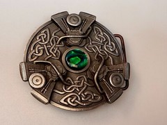Celtics Knot with Centered Green Stone Gothic Punk 2005 Bergamot Belt Buckle