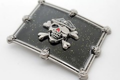Men Women Buckle Silver Skulls Skeletons Black Pirate Death Gothic Bones Square
