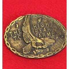 Vintage Brass Tone The Right To Bear Arms Eagle Belt Buckle Patriotic Western