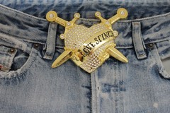 Men Silver Metal Western Fashion Belt Buckle Texas Long Horn Bull White Color