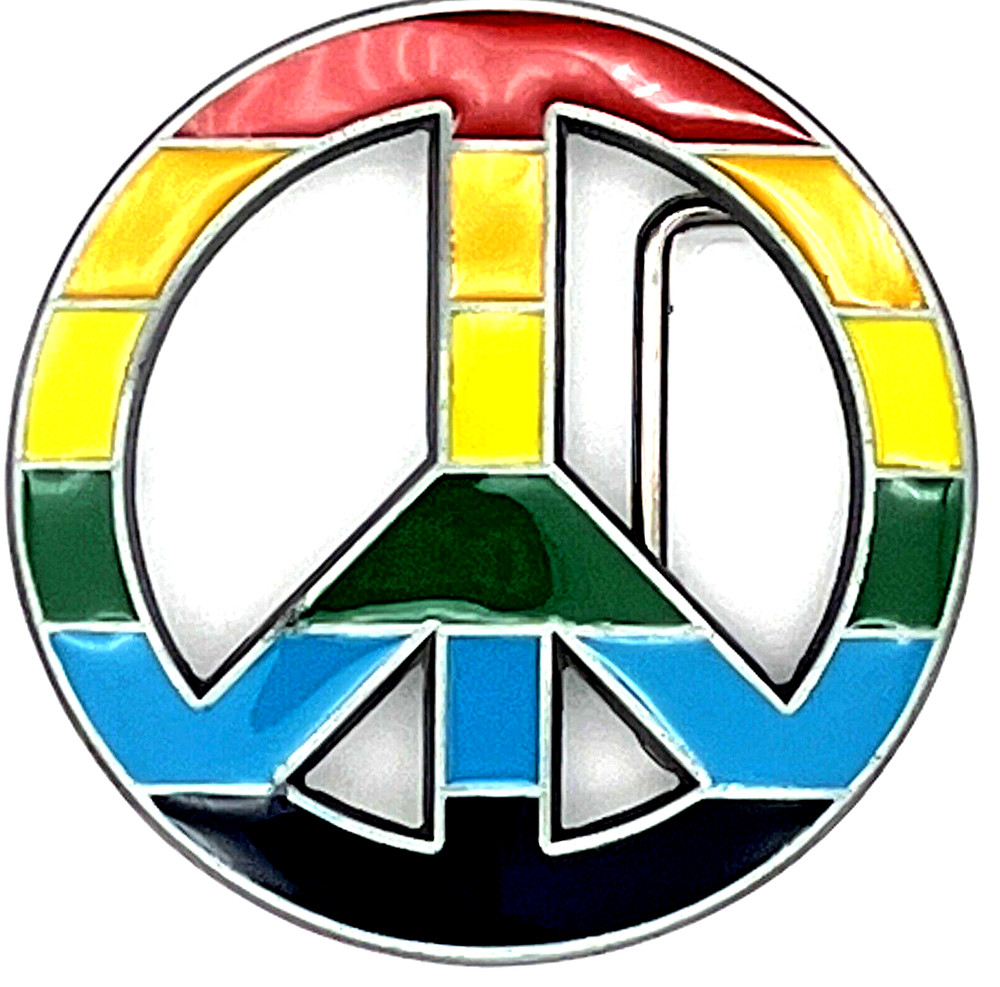 Rainbow Peace Enameled Belt Buckle
