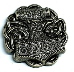 Thor&rsquo;s Hammer Belt Buckle Viking Celtic Raven Skane Metal Pewter Buckle Only