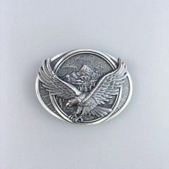 Vintage Silver Plated Eagle Oval Western Belt Buckle Boucle Boucle de ceinture