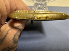Vintage Brutalist Brass Belt Buckle Abstract Etched Figure Mid Century Modern