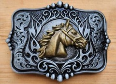 NEW 3-D HORSE HEAD BRONZE ANIMAL RODEO COWBOY WESTERN BELT BUCKLE