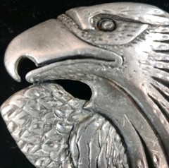 Eagle Belt Buckle EJC 1995 Vintage Pewter Made in USA America Size 3.5&Prime; x 2.5&Prime;