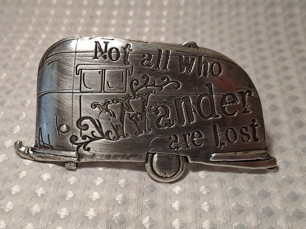 Not All Who Wonder Are Lost Metal Belt Buckle Camping Travel Camper Trailer