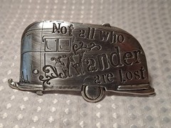 Not All Who Wonder Are Lost Metal Belt Buckle Camping Travel Camper Trailer