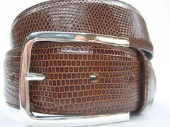 Sterling silver 925 horse shoe buckle 46 grams w/Genuine Lizard-1.5  » belt USA..