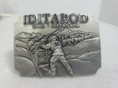 Official 2002 Iditarod Trail metal belt buckle