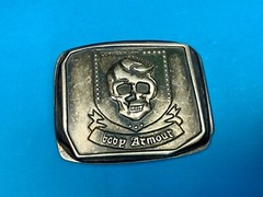 Skull – Body Armor Ribbon – unique Vintage Metal Belt Buckle