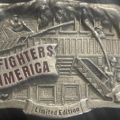 Vintage Solid Brass Firefighters Of America Belt Buckle Limited Made In USA
