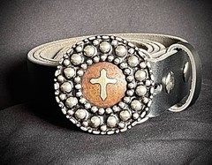 Handmade Round Cross Belt Buckle Gothic Rock Metal Darren McNeese