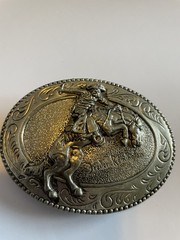 The Broncho Buster Belt Buckle Frederic Remington Art Museum Silver Cowboy