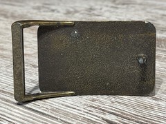 Vintage Wisconsin Belt Buckle ~ 1970’s Hand Made Wood Inlay WI State Outline “T”