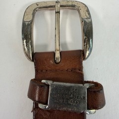 Distressed Genuine Leather Brown Belt Size 40 Silver Tone Buckle