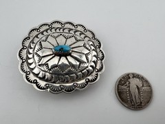Vintage Southwestern Style Sterling Silver Buckle Turquoise Signed LS