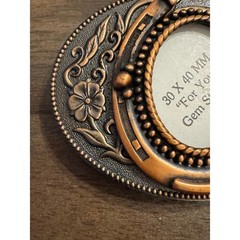 Western Horseshoe Belt Buckle Copper Tone Floral Oval 30x40mm Gemstone Mount
