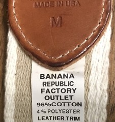 Banana Republic White/ Tan Striped Canvas Italian Leather Belt M 41”overall GUC