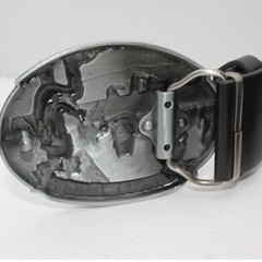 Welder Belt Buckle with Black Studded Floral Embossed Western Strap Mens