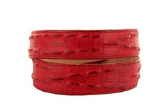 El Presidente Mens Red Cowboy Belt Crocodile Tail Print Leather 34,
