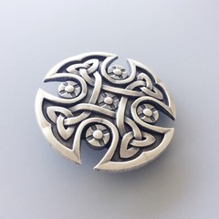 Vintage Silver Plated Celtic Knot Cross Belt Buckle