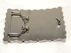 Skull & Cross Bones Enameled Belt Buckle Biker Metal 3&Prime;x2&Prime; Rectangle