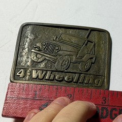 Vintage 1980s 4 Wheeling Jeep Belt Buckle Cast Metal Off Road Trail Riding Gear