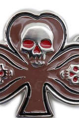 Men Women Silver Fashion Belt Buckle Skull Skeleton Brown Clover Leaf Rock Punk