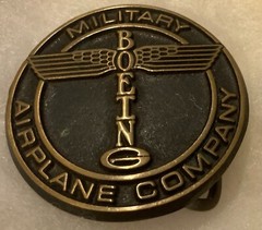 Vintage Metal Belt Buckle, Solid Bronze, Boeing, Military Airplane Company, Aero