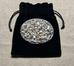 Western Style Belt Buckle Mother of Pearl Inspired Mosaic Oval Interchangeable