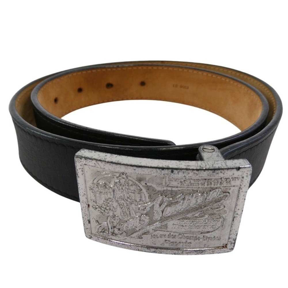 Louis Vuitton M6812T Sun Tulle Jeans Logo Buckle Leather Belt Black Used
